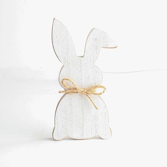 Rabbit Ornament Cute Easter DIY Cartoon Animal Style Happy Wooden Bunny Crafts Decoration Children Gift