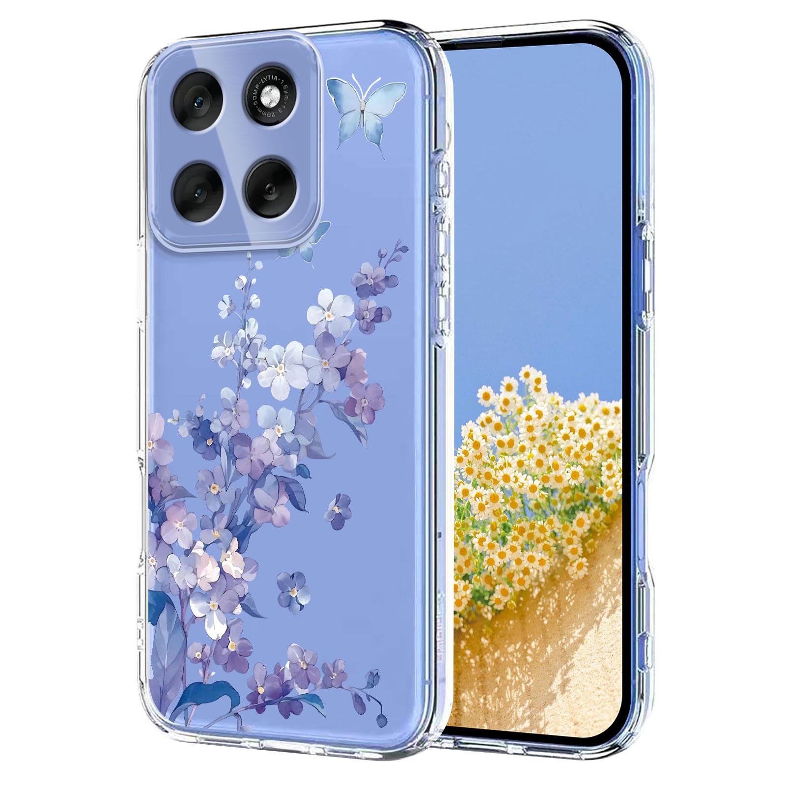 

For Motorola Moto G86 5G Case Butterfly Floral Pattern Printing TPU Phone Back Cover Violets