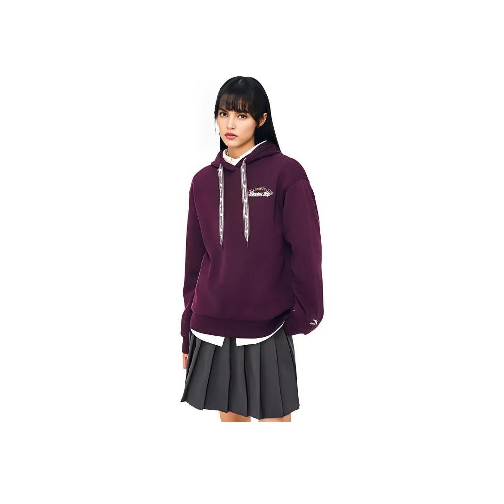 Anta Comfortable Breathable Versatile Hooded Sweatshirt Women Sweatshirts Plum-Purple 162448701N-3