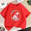 Summer Cute Kids T-shirt Flamingo Cartoon Print Graphic T Shirt Girls Kawaii Tops Fashion Design Clothes
