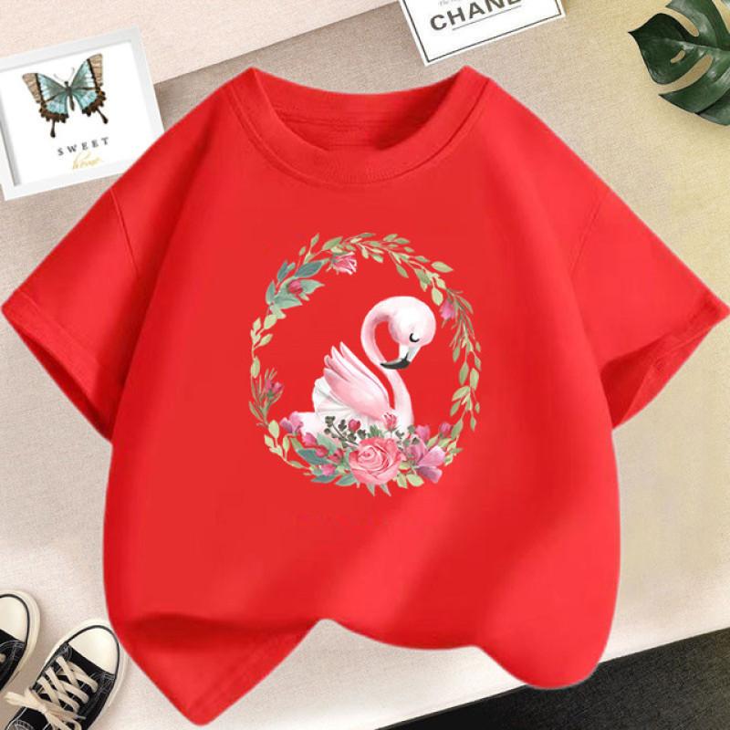 Sommer süße Kinder T-shirt Flamingo Cartoon Print Grafik T Shirt Mädchen Kawaii Tops Mode Design Kleidung