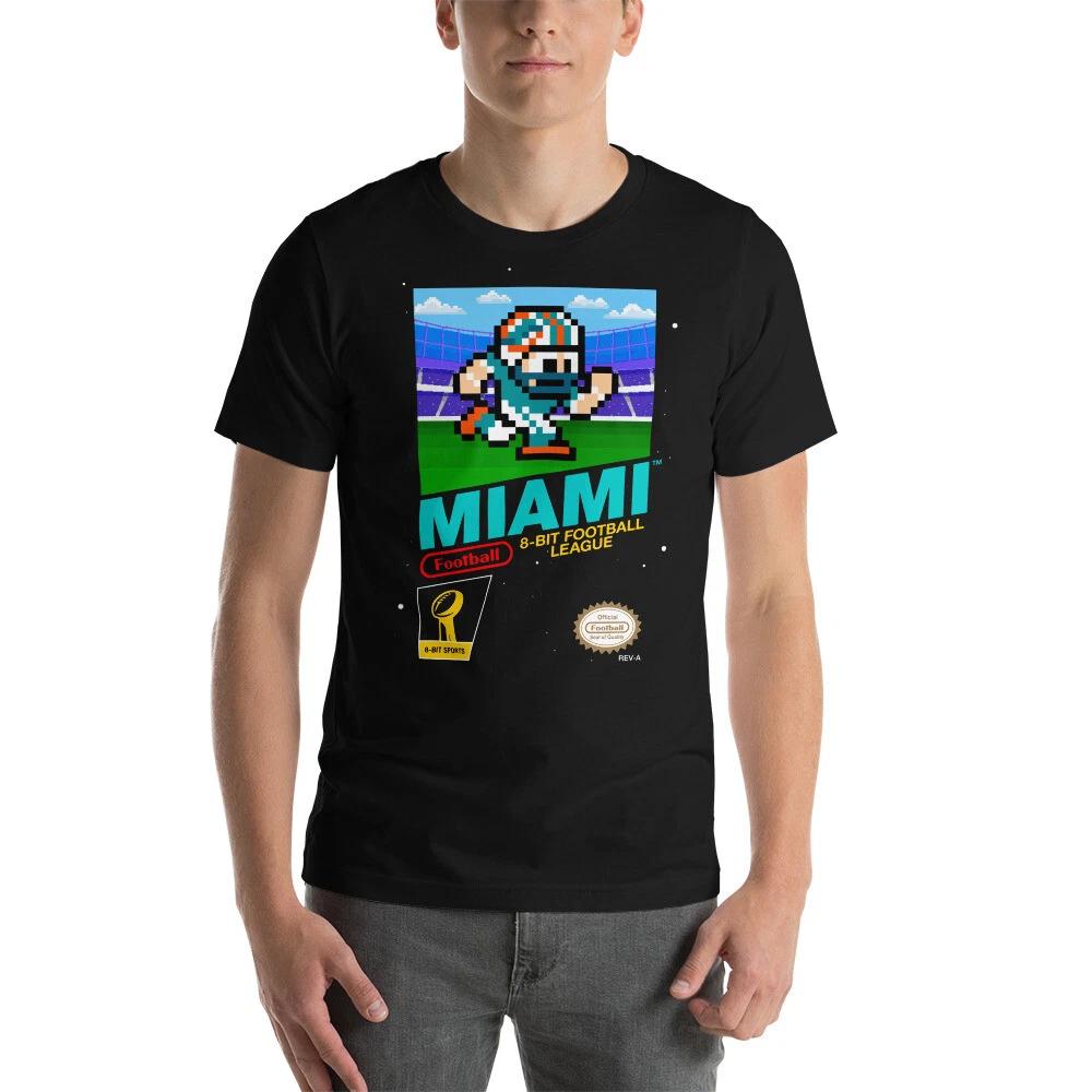 Miami Dolphins 8-bit Football Tee NES Nintendo Retro Tecmo Super Bowl T-Shirt L