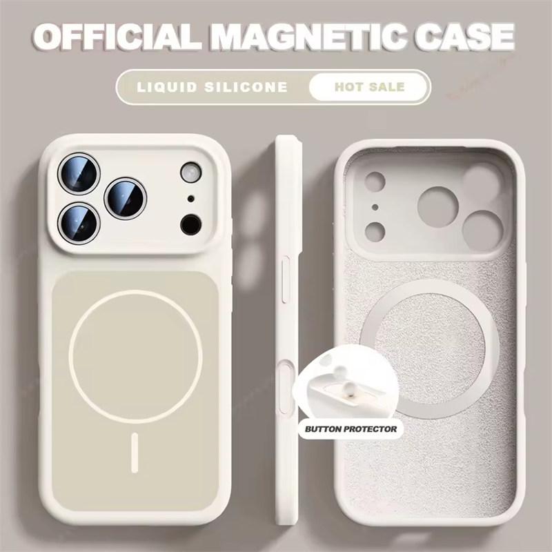 

Магнитный чехол из жидкого силикона для iPhone 17 16 15 Pro Max 17 Pro Max Защитная крышка Magsafe iPhone 17 Pro Max белый