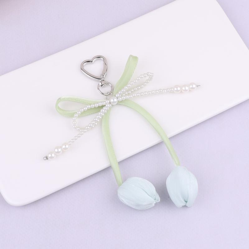 Trendy Všestranná Klíčenka s Tulipánovou Mašlí Roztomilá Klíčenka s Mašlí Přívěsek Pro Ženy Dívky Vynikající Dekorace Batohu Doplňky Dárky