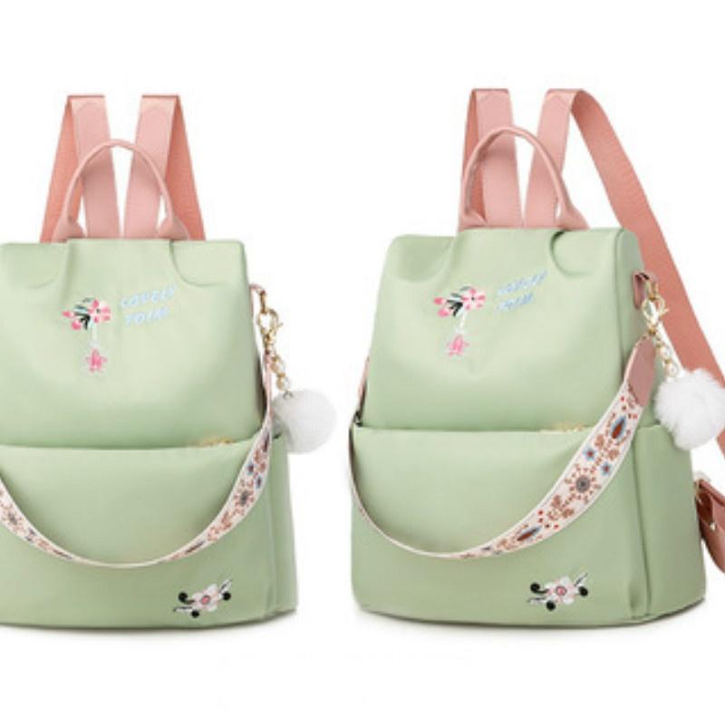 Wasserdichter Damenrucksack mit Reißverschluss Schultaschen für Mädchen Rucksack mit Blumenstickerei Damentaschen