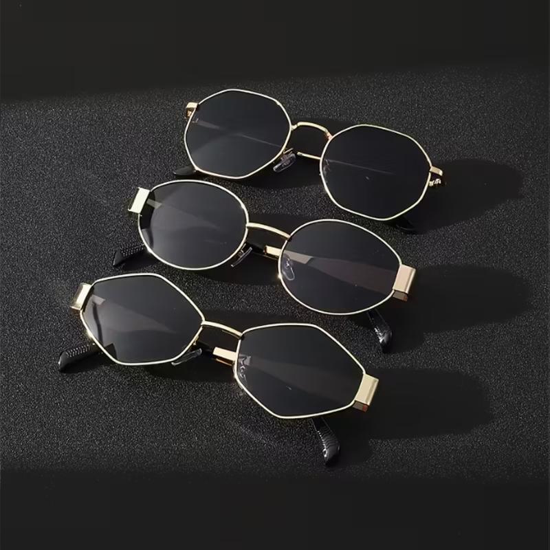 3PC SFashion Polygonal Women Sunglasses Vintage Geometric Ladies Sun Glasses Shades Unique Metal Frame Punk Eyewear Men