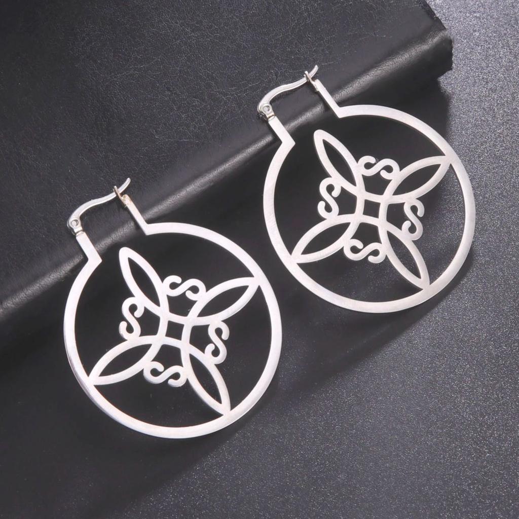 LIKGREAT Witch Knot Earring Women Earrings Stainless Steel Celtics Knot Hoop Earrings Witchcraft Protection Amulet Jewelry Gift