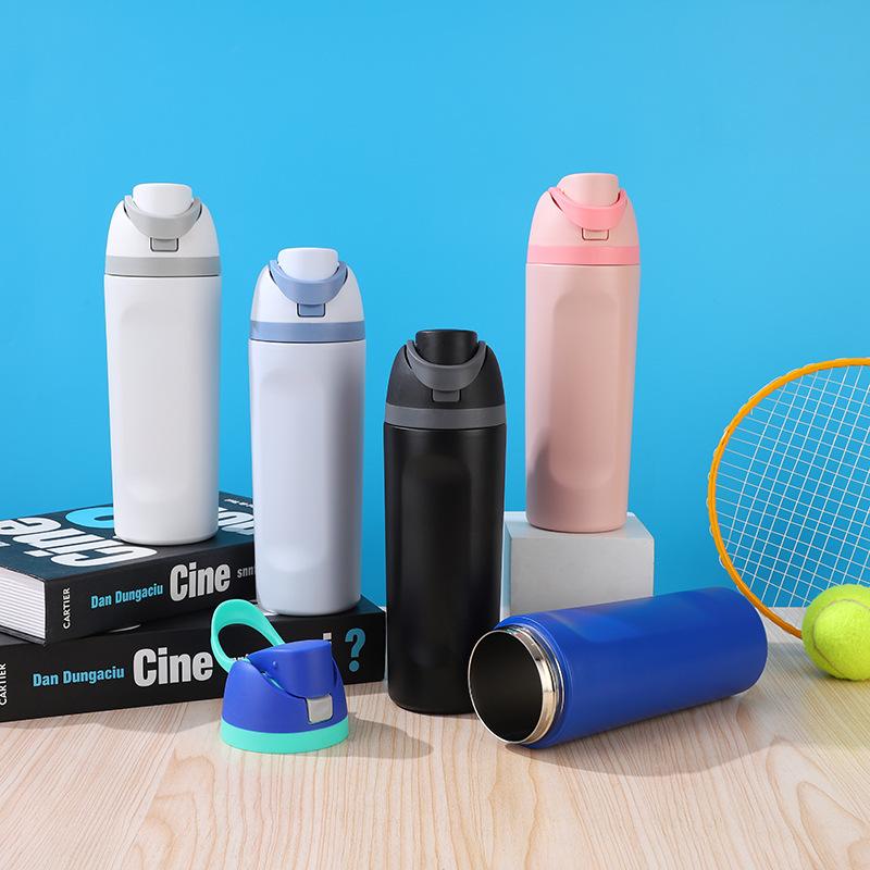 Water Bottle Stainless Steel Fruit Thermos Cup Portable Cover Lock Bouncing Cup Large Capacity Outdoor Sports Water Cup