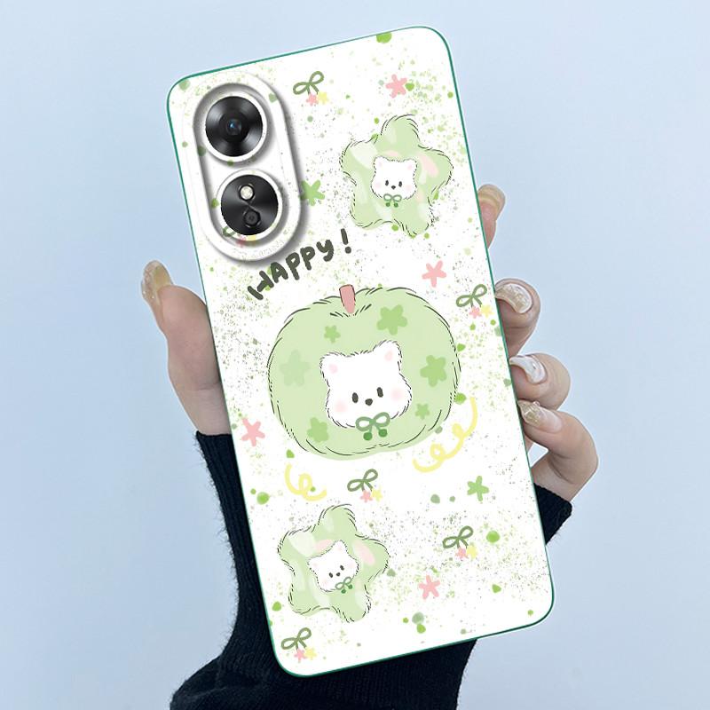 For OPPO A17 A17K 2022 CPH2477 Case Back Cover Cute Panda Sweet Girls Soft Silicone TPU Phone Case Shockproof Protective Casing