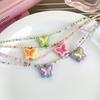 Acrylic Butterfly Beaded Necklaces Butterfly Pendant Choker Beads Chokers Party Accessories Gift for Women Girlfriends