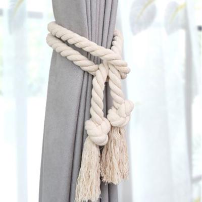 2Pcs Thick Curtain Ropes Cotton Flax Curtain Tiebacks Tassel Curtain Ties for Balcony Window Accessories