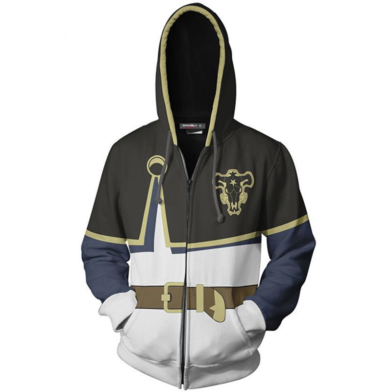 

Худи Clover 3d черное, толстовка с капюшоном, куртка на молнии, пальто, костюм для косплея 4XL