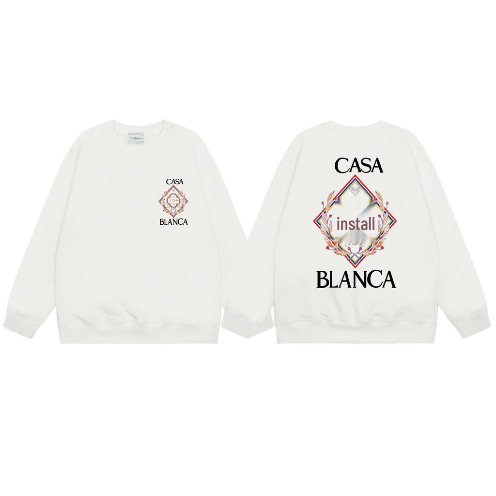 CASABLANCA Unisex Letter Print Terry Sweatshirt, New Style Round Neck