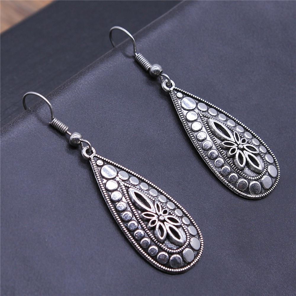 

Carved Pattern Flower Of Life Dreamcatcher Dangle Earing Bohemian Geometric Drop Earrings For Women Vintage Fashion Jewelry