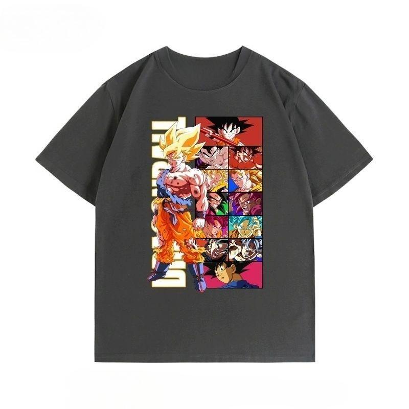 Dragon Ball Animation Drawing Wukong Parent-Child Clothing Men's and Women's Cartoon Short Sleeve Summer Pure Cotton Versatile