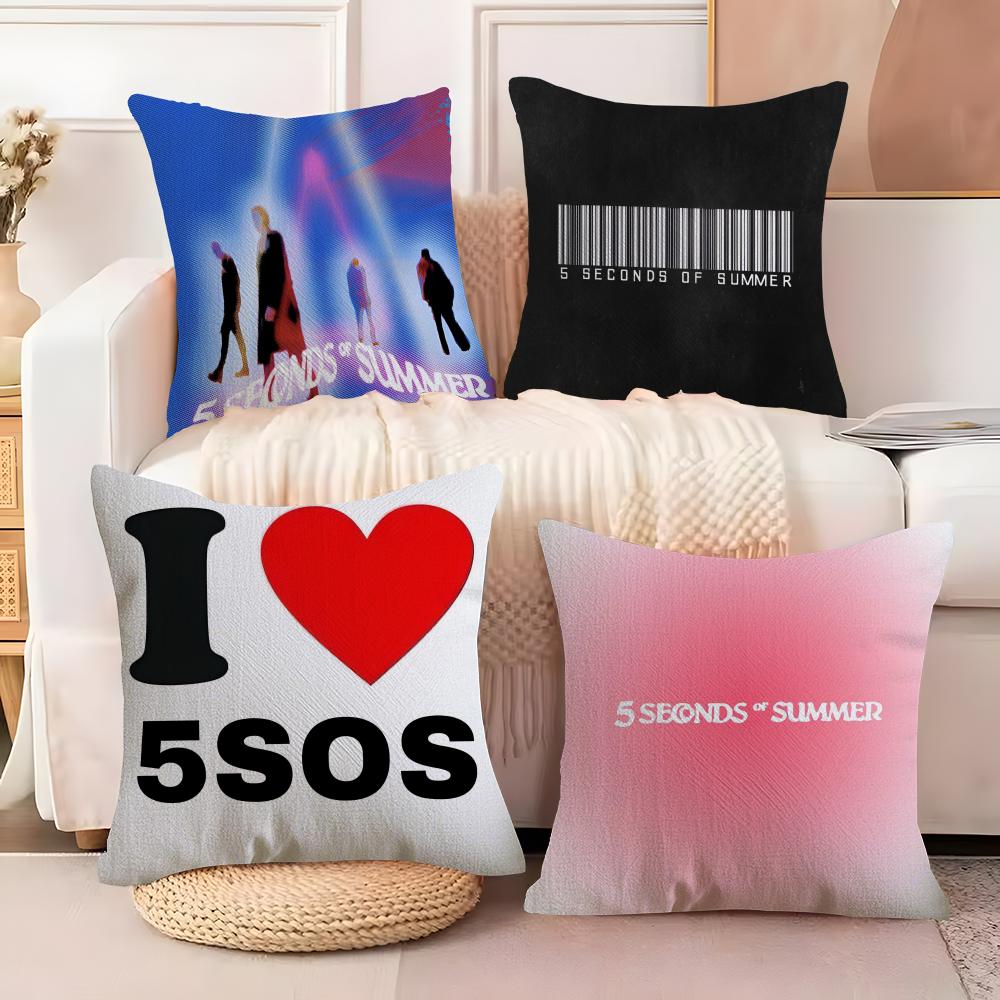 Rock 5 Seconds of Summer Band Pillow Case Anti-dustmite Pillow Invisible zipper silky short plush Sofa cushion cover