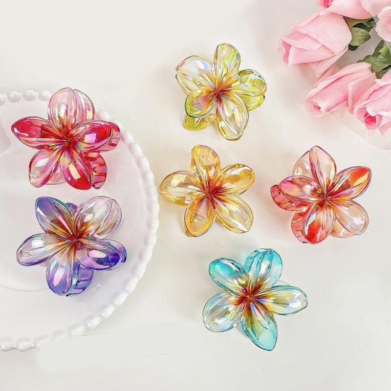 Pince à Cheveux Pince Crabe Thème Princesse Pince Crabe à Cheveux Jolie Frangipanier Attache Cheveux Barrettes Épingle à Cheveux Maintien Fort pour Filles