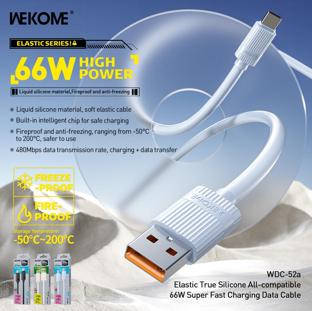 

WEKOME WDC-52a USB Type-C Cable 66W 480Mbps Elastic Liquid Silicone Fast Charging Data Cable Black