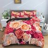 Floral Duvet Cover Set Full Size 3D Red Rose Bedding Set Microfiber Romantic Flowers Quilt Cover Wedding Valentine's Day Decor