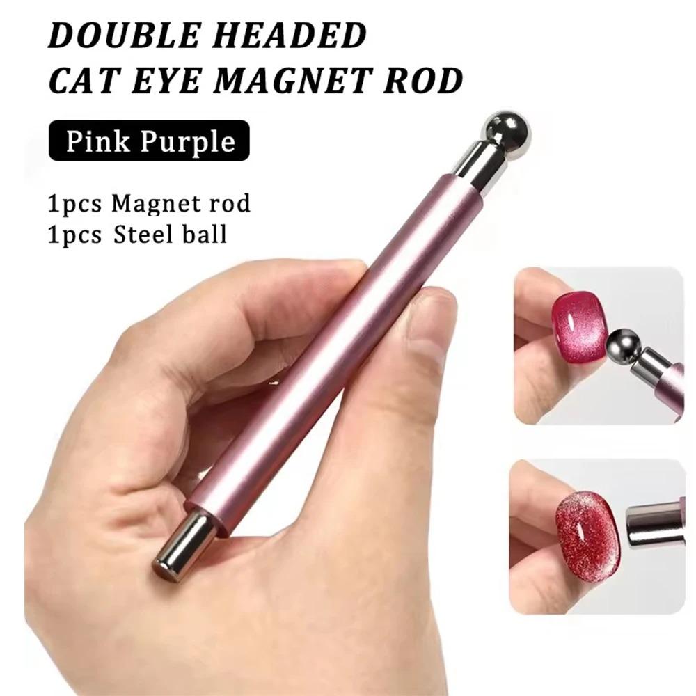 Cat Eye Magnetic Ball with Magnetic Nail Stick Tool Set: Double-Head Strong Magnet Pen for 3D Cat Eye Gel Nails