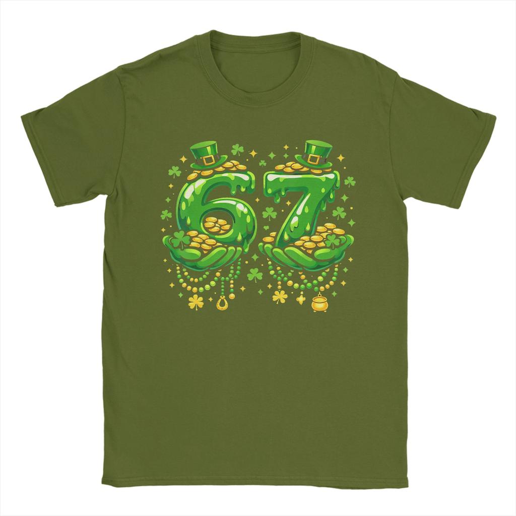 Funny Six Seven 67 St Patricks Day Lucky Shamrock T Shirt Beach  Cotton TShirts For Men Trending Casual Tee Shirt Vintage Tops