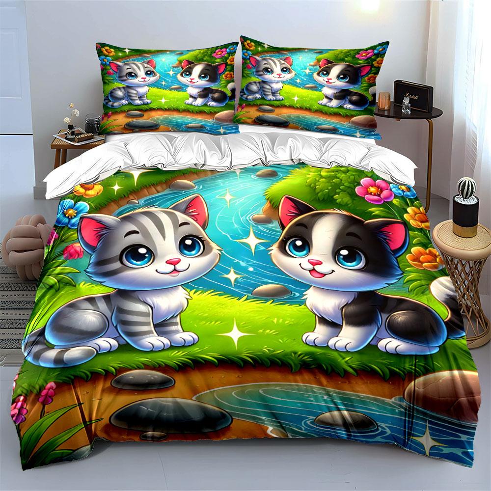 "Whimsical Feline Paradise Dreams" Bedding Sets Duvet Covers Pillowcases(1* Duvet Cover 2* Pillowcases Without Duvet Insert)