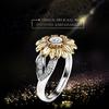 Fashionable Female Copper Engagement Round Sunflower Ring with Zircon Decoration 6#