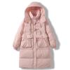 Sweet bamboo buckle down jacket women's medium and long 2024 winter new hooded knee thickened warm jacket