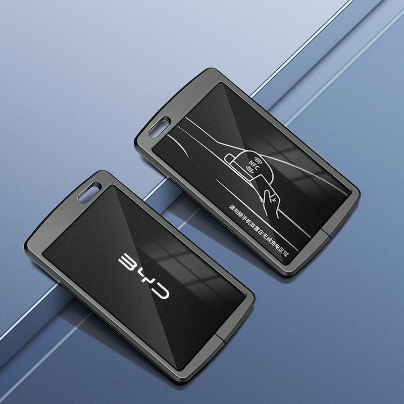 BYD Yuan Pro/Plus Car Key Cover - Genuine Leather Protective Shell with Metal Keychain