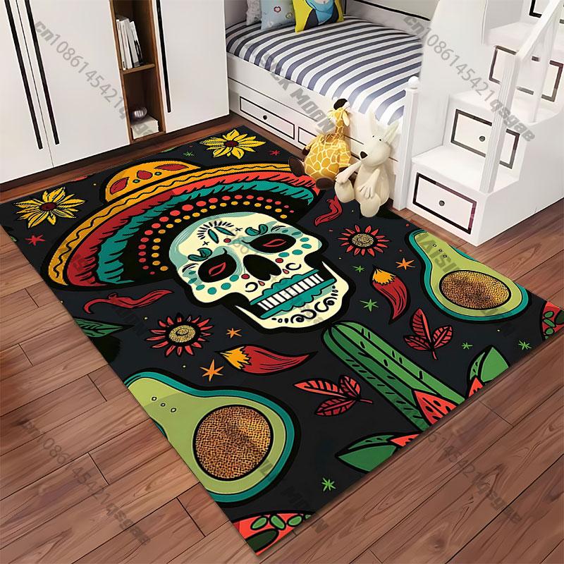 Mexican celebration vibrant artistic design carpet Yoga living room room decor children's crawling mat doormat area rug