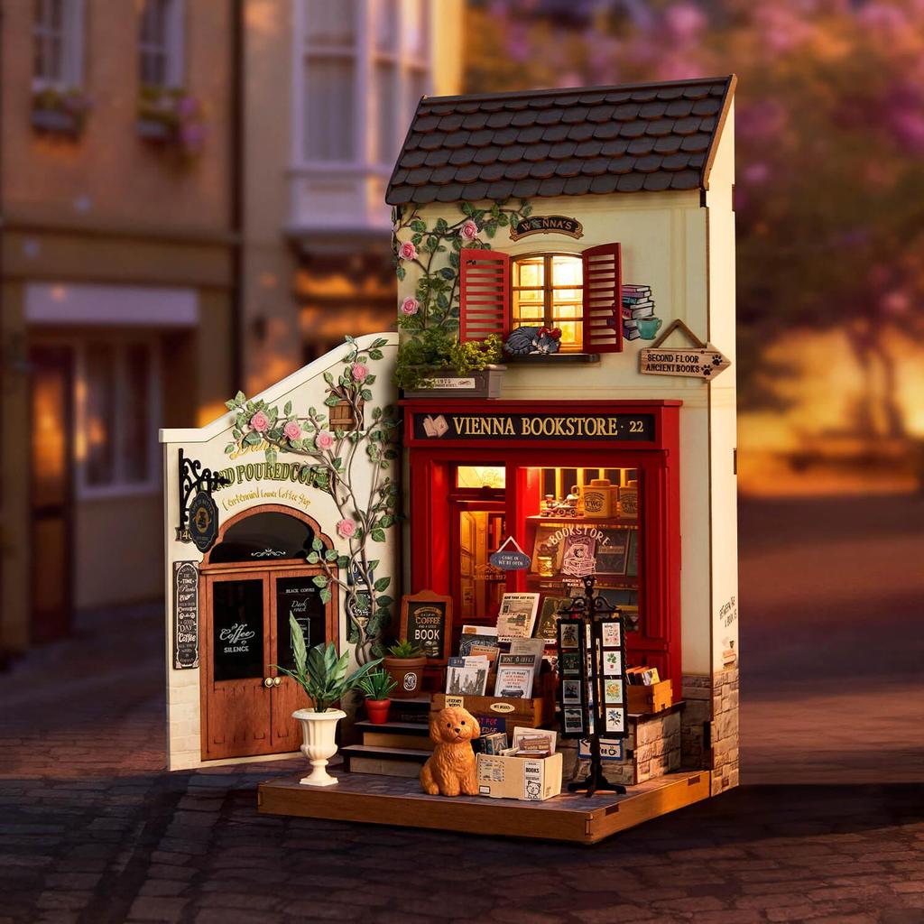 ROBOTIME Rolife 3D Puzzles Vienna Bookstore DIY Miniature House DG183