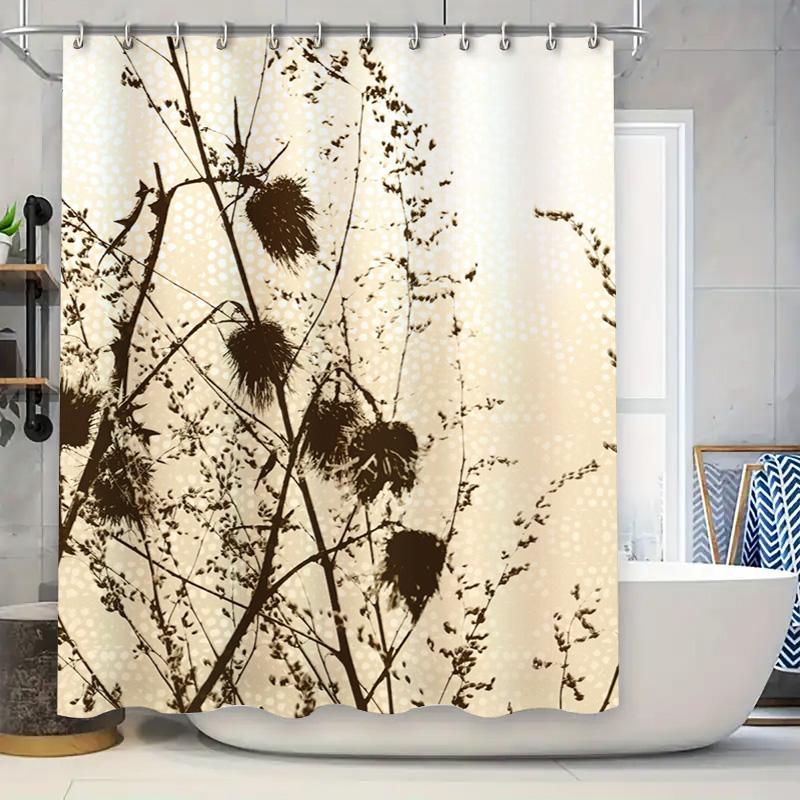 

Vintage Style Shower Curtain Rustic Nature Print For Bathroom Decor High-Quality Waterproof Fabric With Eyelet Ring Holder (Tan W60H190(CM)-1 Pcs