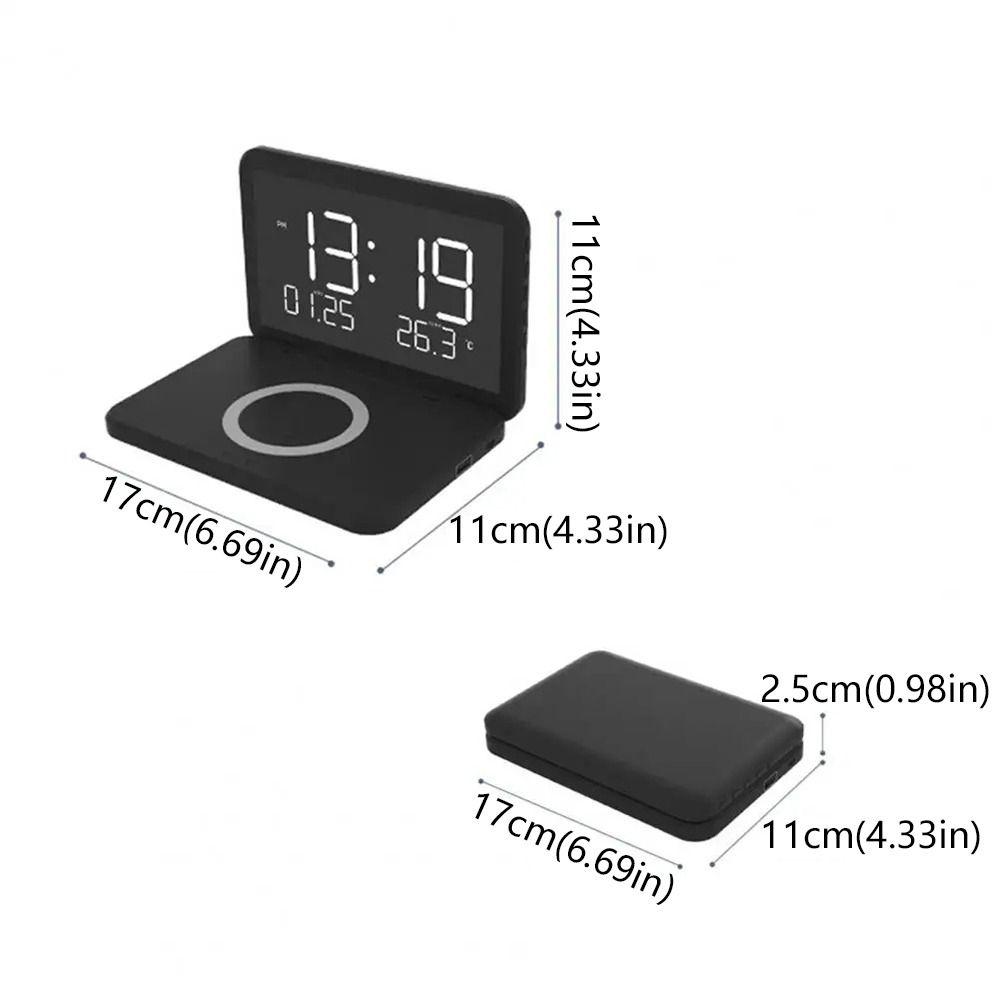 Intelligent Recognition Wireless Charger Alarm Clock Temperature Display Smart Digital Alarm Clock Plastic LED Mirror