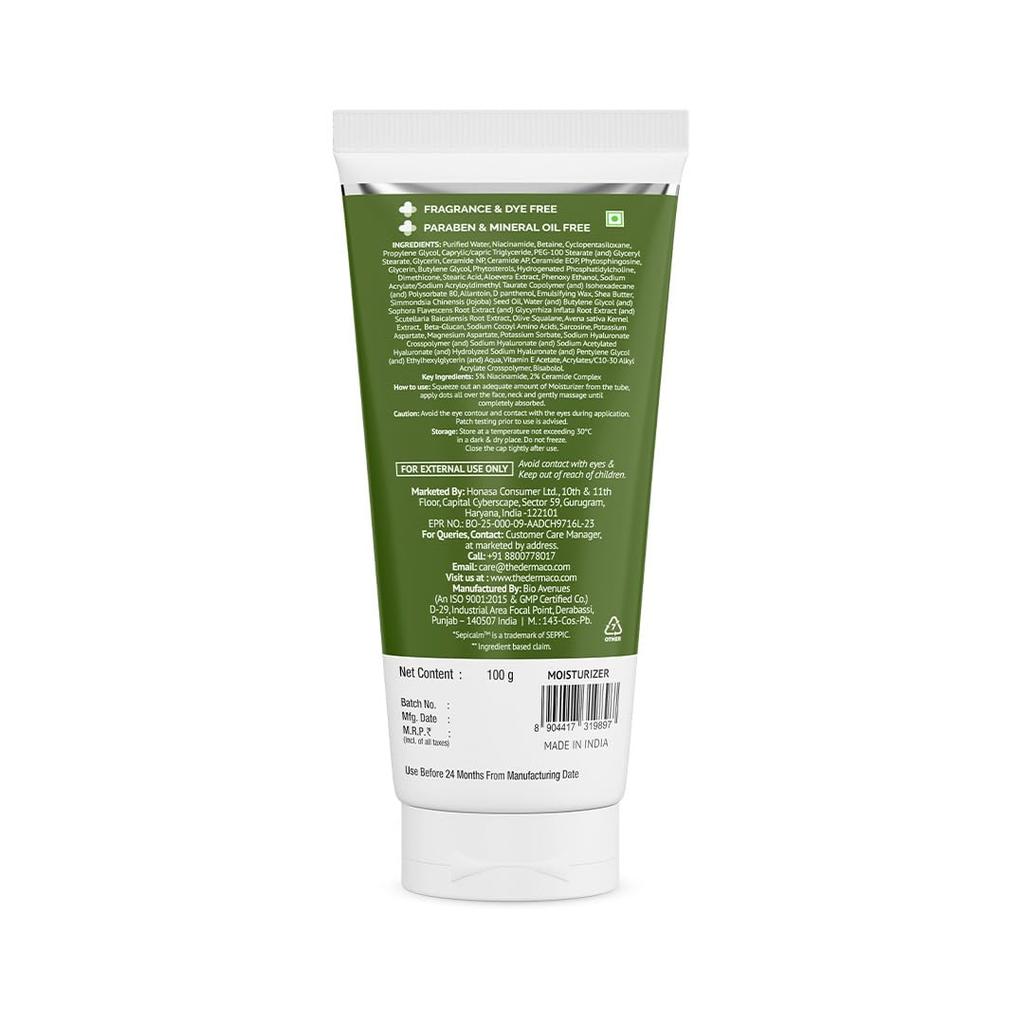 The Derma Co 5% Nia-Ceramide Intensive Feuchtigkeitscreme 100 g für Trockene Empfindliche Haut Hydratation