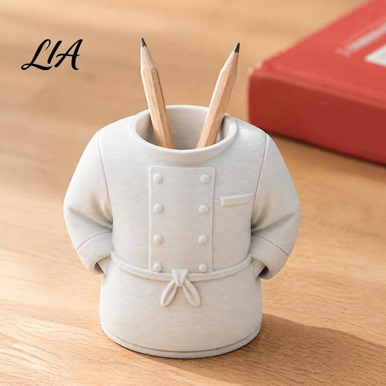 Personalized Gifts for Chefs Chef Uniform Pen Holder, 3D Printed Novelty Stationery Organizer, Small Holder Students Large Capacity Desktop