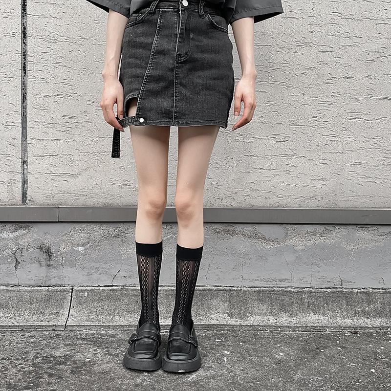 Lolita Stockings Children'S Hollow Mesh Medium Tube Stacking Socks Summer Thin Sweet Girl Calf Socks
