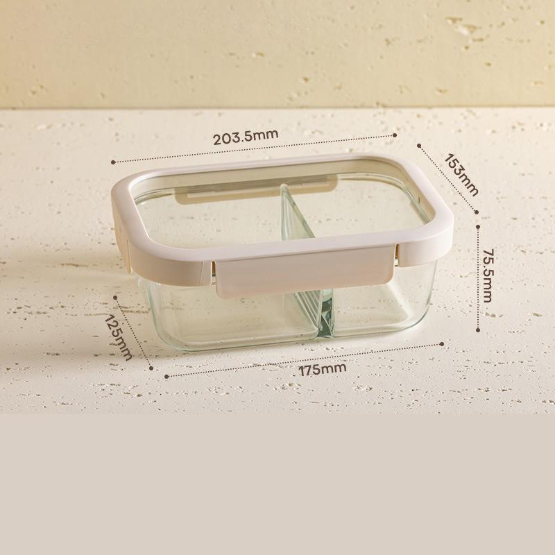 Glass lunch box for office workers microwave oven heating sealed lunch box special bowl with lid divider fresh-keeping box