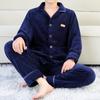 Lonsa Men's Fleece-Lined Turn-down Collar Cardigan Pajama Set