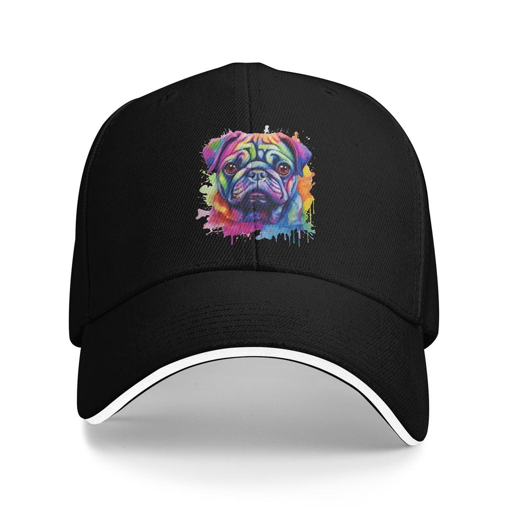 Individuelle Klassische Unisex Kaffeezeit Mops Hund Baseballkappe Erwachsene Verstellbare Dad Hat Unisex WoUnisex Outdoor Snapback Hüte