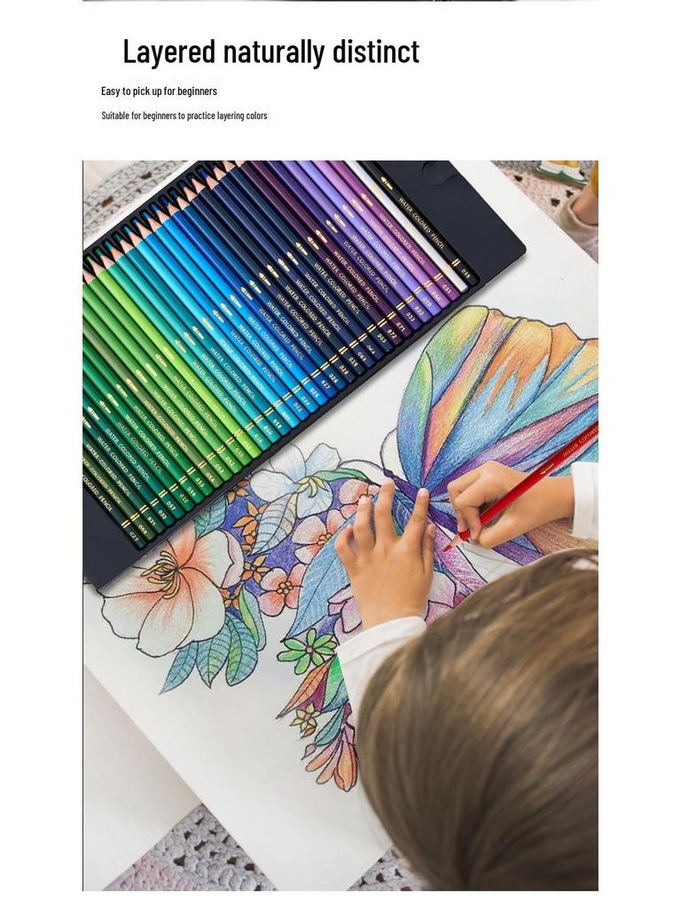 Water-Soluble Colored Pencil Set: 48-72 Colors for Professional Doodling and Hand-Painting