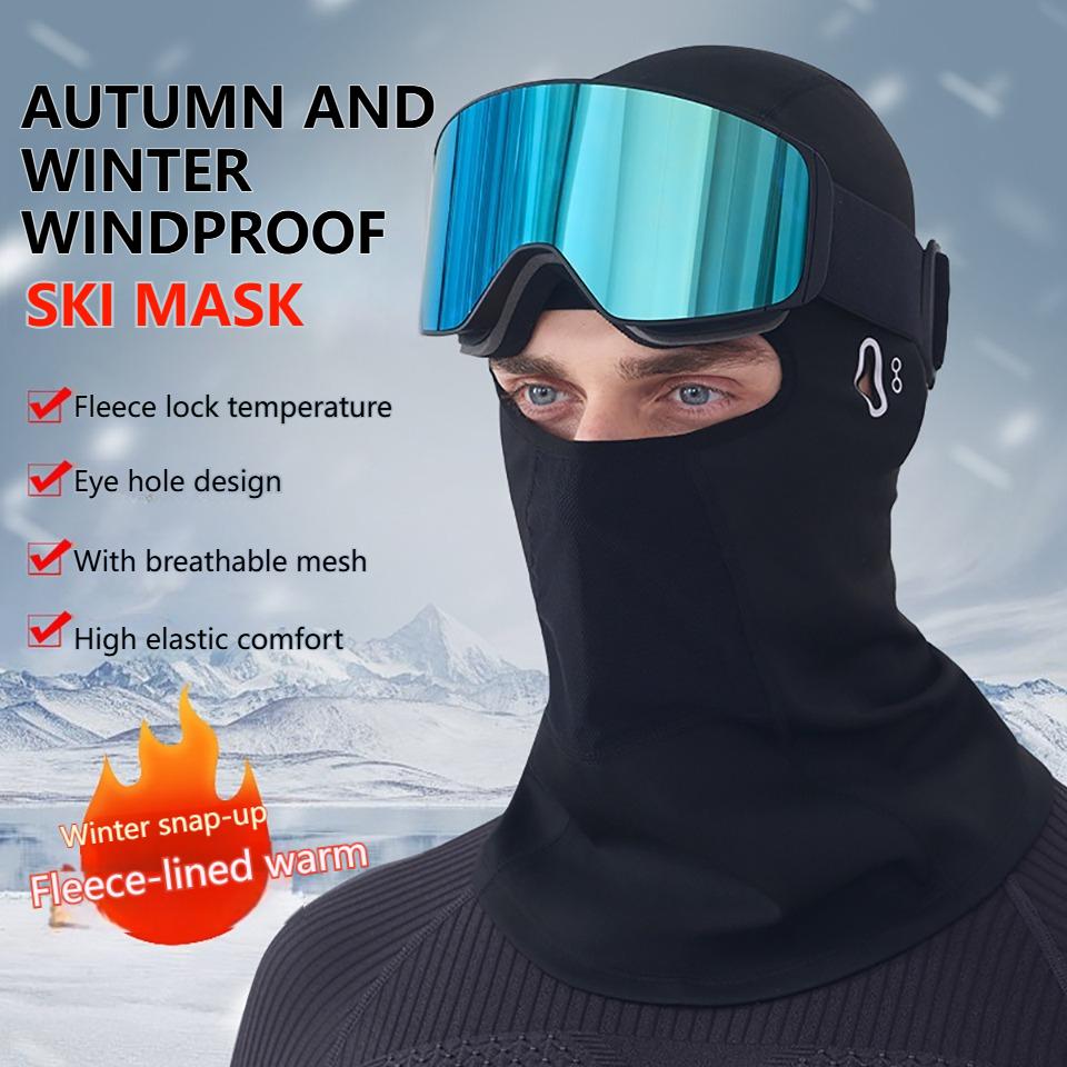 Loogdeel Winter Cycling Mask Full Face Windproof Reflective Eyeglass Hole Lock Warmth for Cold Weather Rides