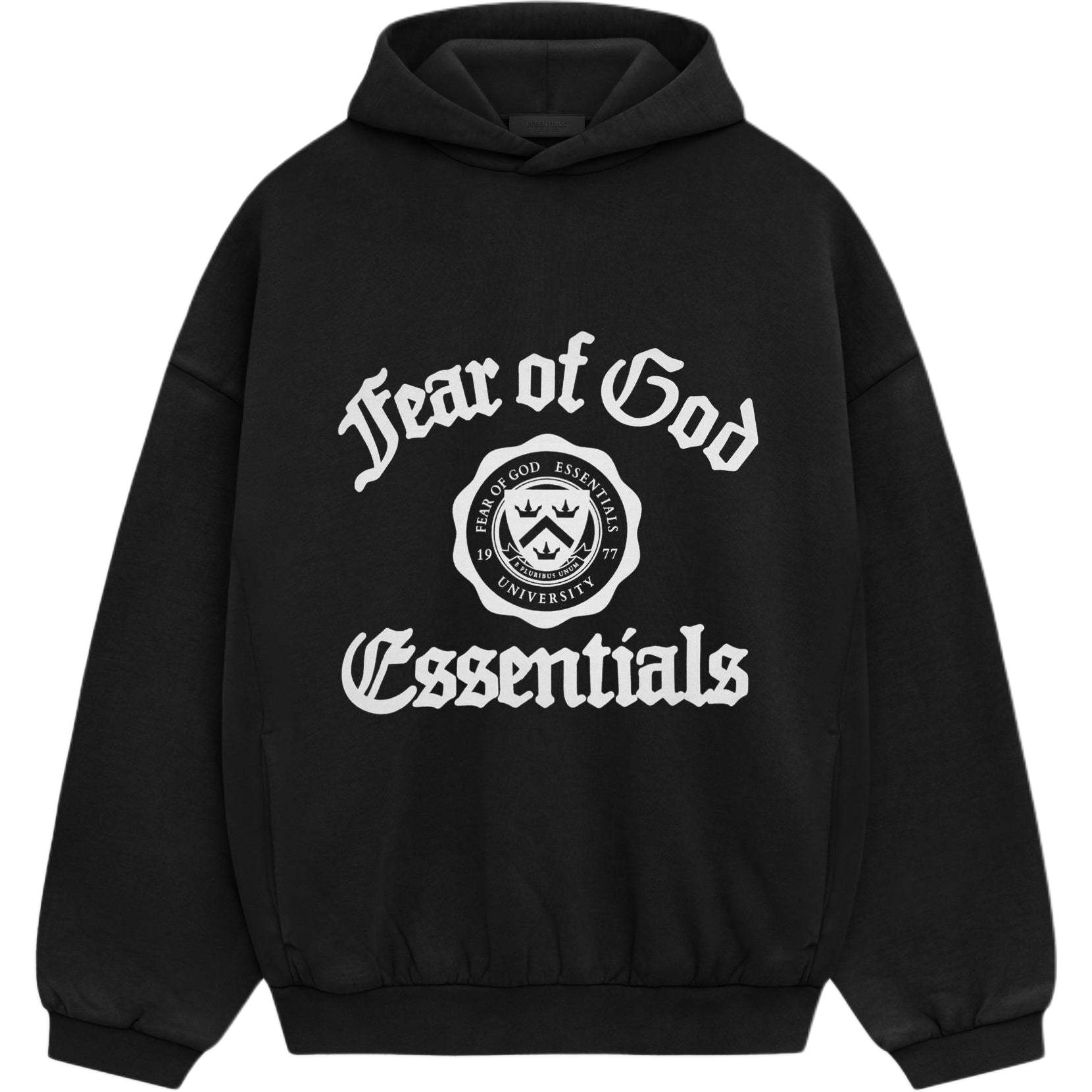 Fear of God Essentials SS25 Heavy Fleece Vintage Shrunken Hoodie Black Unisex 192HO246210F M