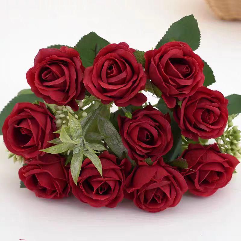 10-Head Osmanthus Rose Bouquet for Wedding, Home Decoration, or Photography
