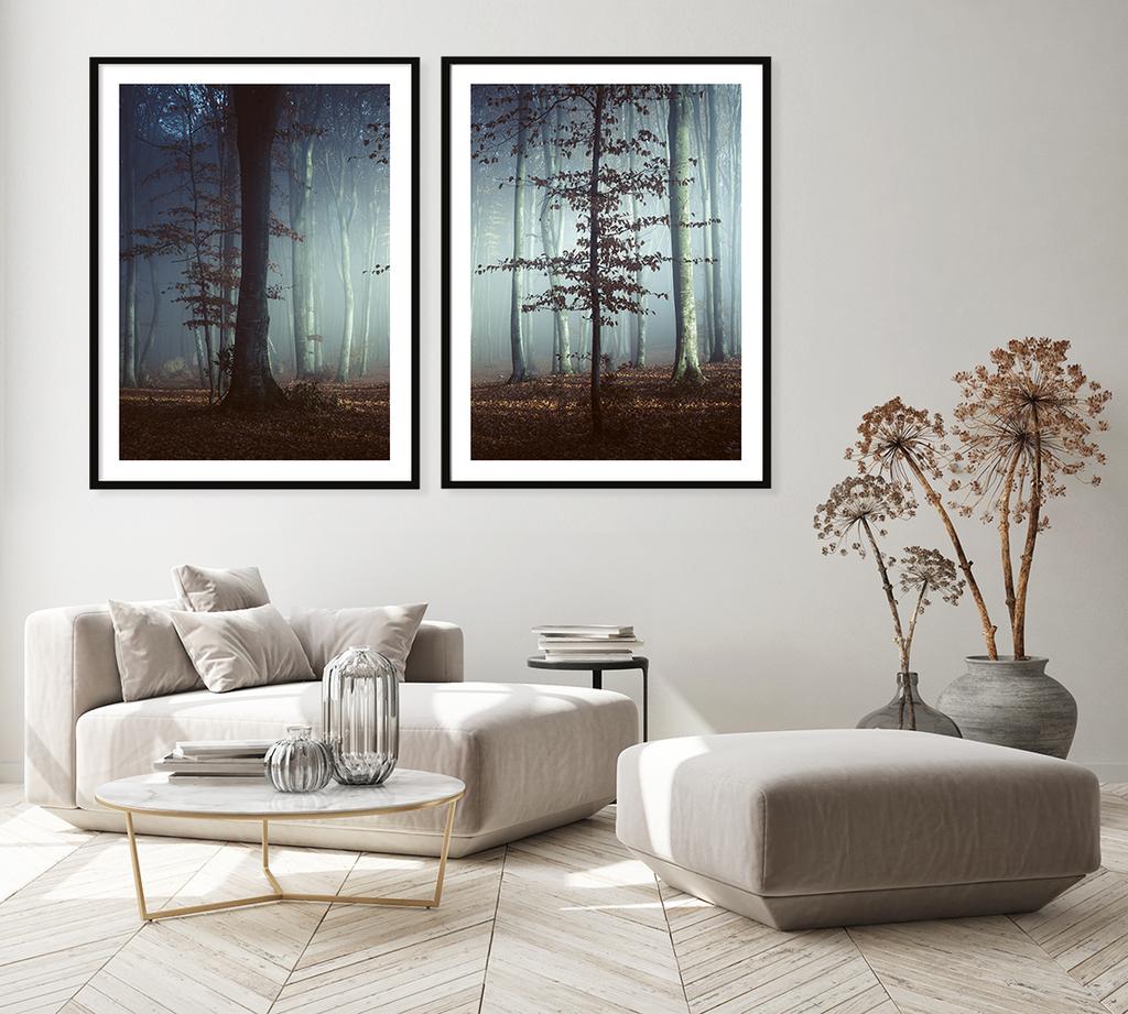 Picture posters In a frame 53x73cm Diptych Set of 2 paintings Dark Forest P2091