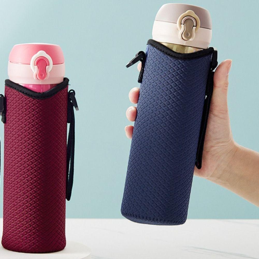 2pcs Neoprene Water Bottle Sleeve Plaid Texture Insulated Water Bottle Bag  Camping