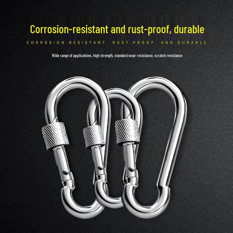 Jundingying No. 12 Galvanized Locking Safety Carabiner 3-Pack