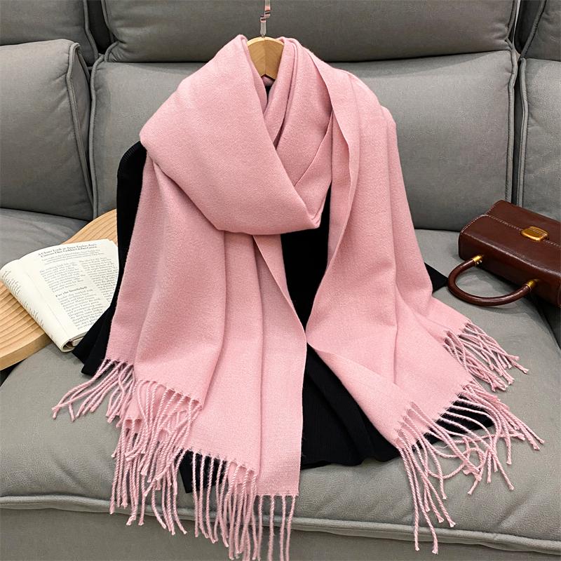 Luxury Solid Cashmere Scarf Women Winter Tassel Shawl Pashmina Big Size Handkerchief Lady Soft Outdoor Windproof Ski Bufanda