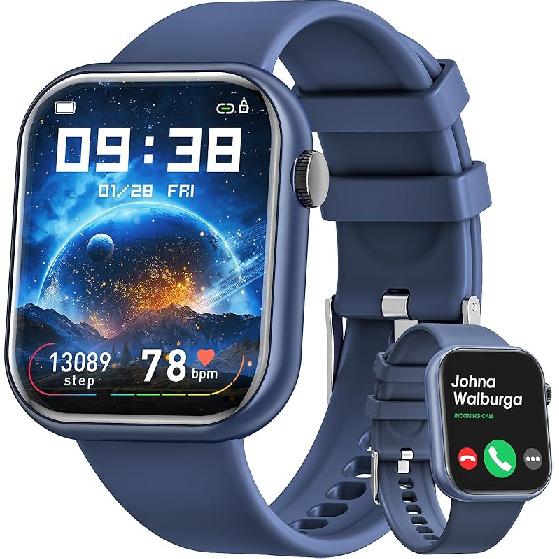 Hwagol Smart Watch (Answer/Make Call) 1.85inch Fitness Tracker, DIY Dials/Pedometer/Calories/Multiple Sport Modes/Voice Assistant, Smart Watches for