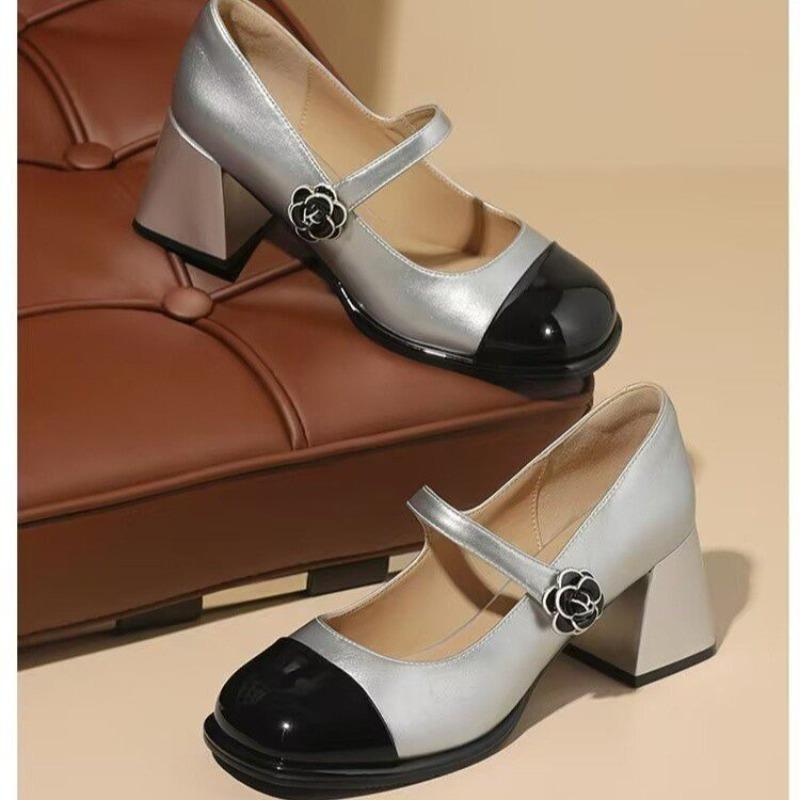 

Fashion Women Shoes 2025 New Fashion Retro Round Toe Soft Leather Casual Mary Jane Shoes Shallow Mouth Waterproof Platform Shoes 35