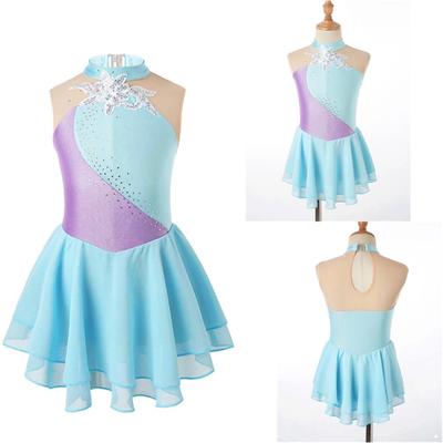 Figure Skating Dresses for Girls Shiny Rhinestone Gymnastics Leotards Girls Dance Ballet Suit
